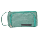 Large Capacity Pencil Case Canvas Pen Bag Girl Cosmetic Storage Bag (Green) A