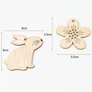 8Pcs Easter Egg Rabbit Wood Craft Wooden Chicken Flowers Pendants Ornaments