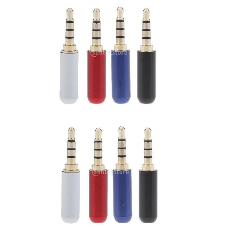 8 Lot 4 Pole 3.5mm 1/8" Male Headphone Plug Metal Audio Video Connectors