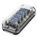 1X(ORICO Desktop Transparent USB 3.0 HUB 4 Ports 5Gbps High Speed HUB With