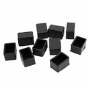 10Pcs Black Rubber 25mmx38mm Rectangular Chair Foot Cover Leg End Caps U3Z6