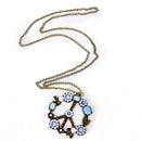 Boho Garden Floral Peace & Love Sign Pendant Long Chain Necklace Jewelry