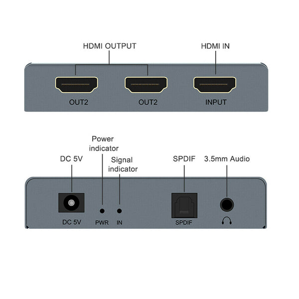 E12 4K HDMI 1.4 Splitter 1 In 2 Out with SPDIF + 3.5mm Audio Extractor  A#S