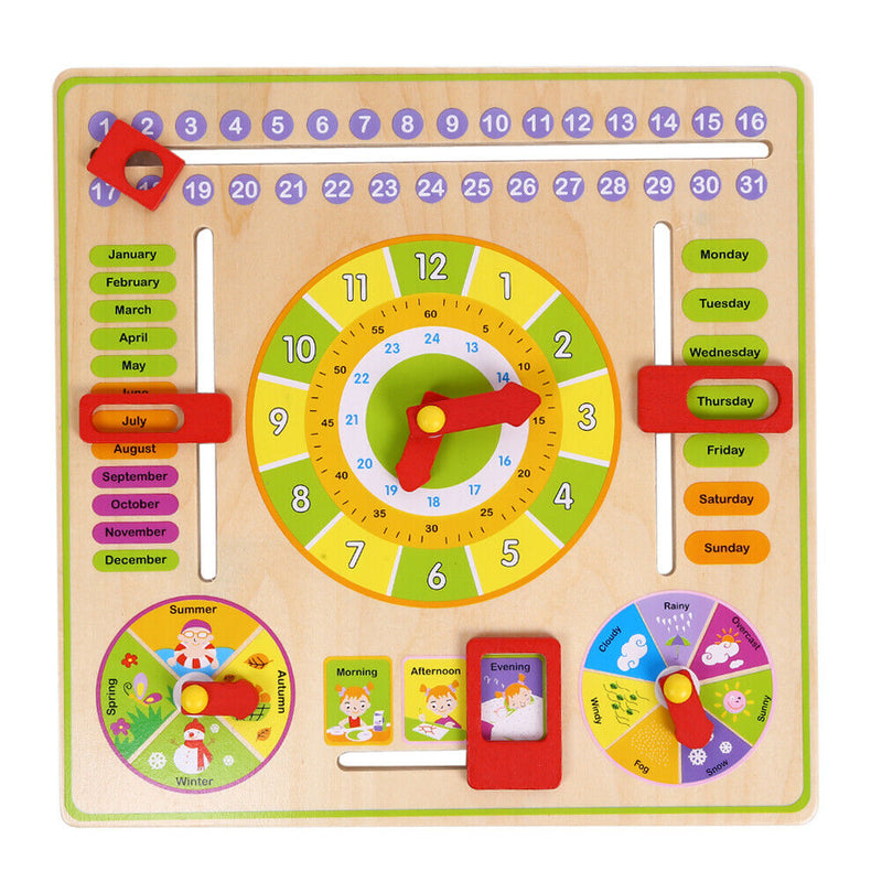 Cognitive Calendar Clock Multifunction Siding Early Education Toys