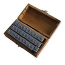 Wooden Design Lowercase Alphabet Symbols Stamp Set Brown T8W2