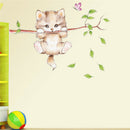 cute cat butterfly tree branch wall stickers for kids rooms home decoration R4A3