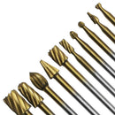 Set Cutter Wood Carving Electric Hss Routing 10pcs Burr Rotary Bits File Tool