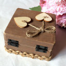 Wedding Ring Bearer Box w/ Heart Decor Wood Display Jewelry Ring Holder Case