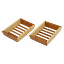 2pcs Wooden Soap Dish Holder Tray Wood color V4S6