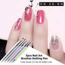 5pcs/Set Nail Art Painting Pens Acrylic Rhinestone Handle UV Gel Dotting Brushes