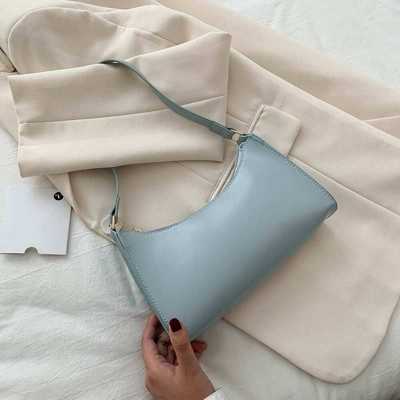 Fashion Pure Women Handbag Leather Female Small Shoulder Tote Bag (Blue)