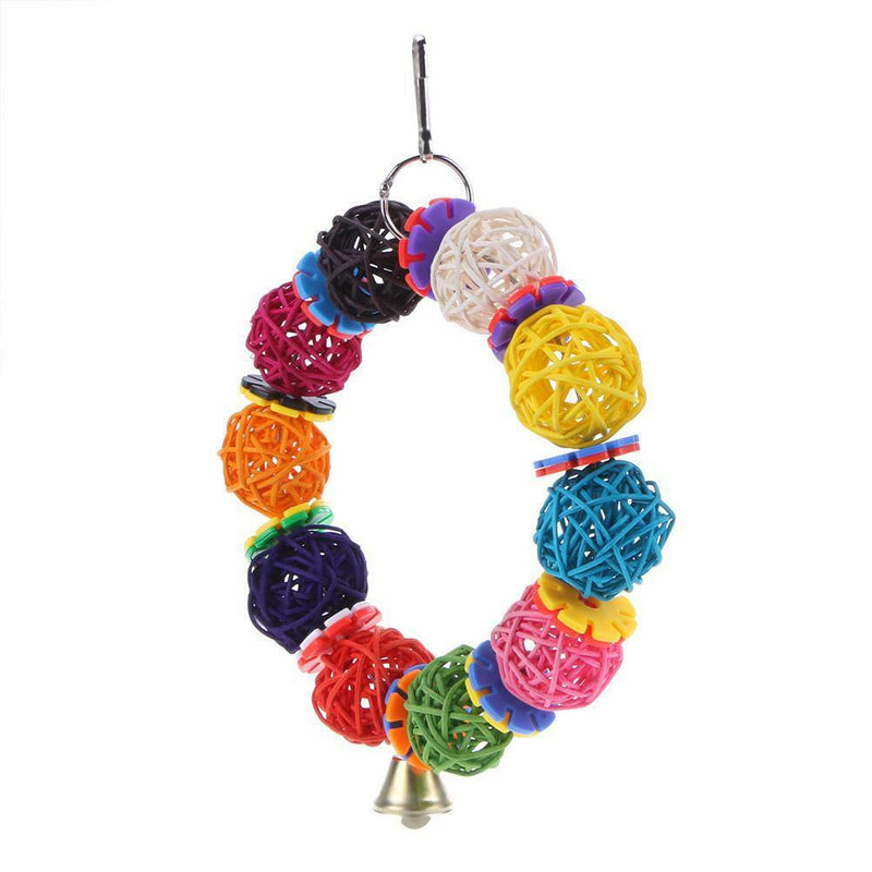 Parrot Toys Bell Vine Balls Bird Bite Climb Chewing Cage Swing Hanging Decor