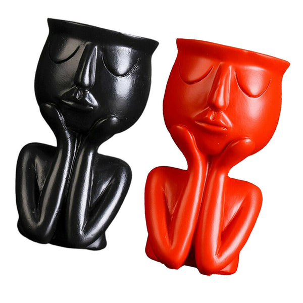 2pcs Human Portrait Sculpture Flower Pots Vases Succulent Cactus Planters