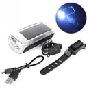 4 LED USB Rechargeable Solar Bicycle Bike Mountain Light Headlight Speaker UOA