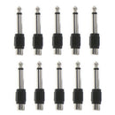 10 Pcs RCA Female Jack To 6.35mm 1/4" Male Mono Plug Audio Adapter Connector FU
