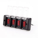 4 Gang Waterproof Car Marine Rocker Switch Panel Circuit Breaker Red Button