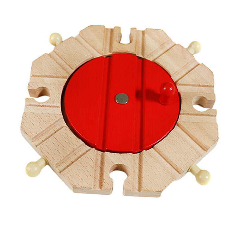 1x Wooden Train Track Turntable Accessories Fun Play Toys Gift Educational
