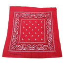 Red bandana scarf with square black white paisley pattern on both sides (Re