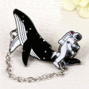 Enamel Collar Space Astronaut Pin Brooch Whales Cartoon Badge Booch JCAUB Kw