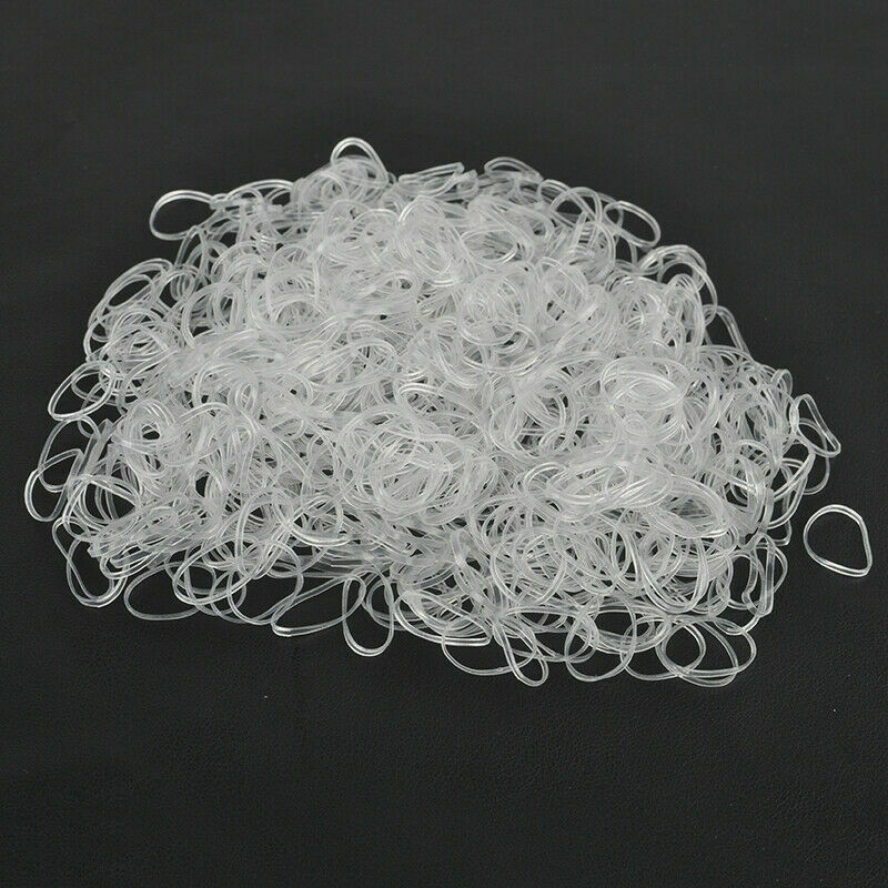 Hot 500pcs Hair Tie Band Ponytail Holder Elastic Rubber Clear White Women Girls