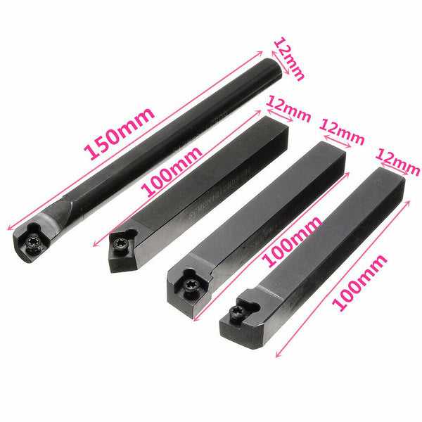 4pcs Jet Boring Bar Rod Turning Tool Holder Set With 10pcs