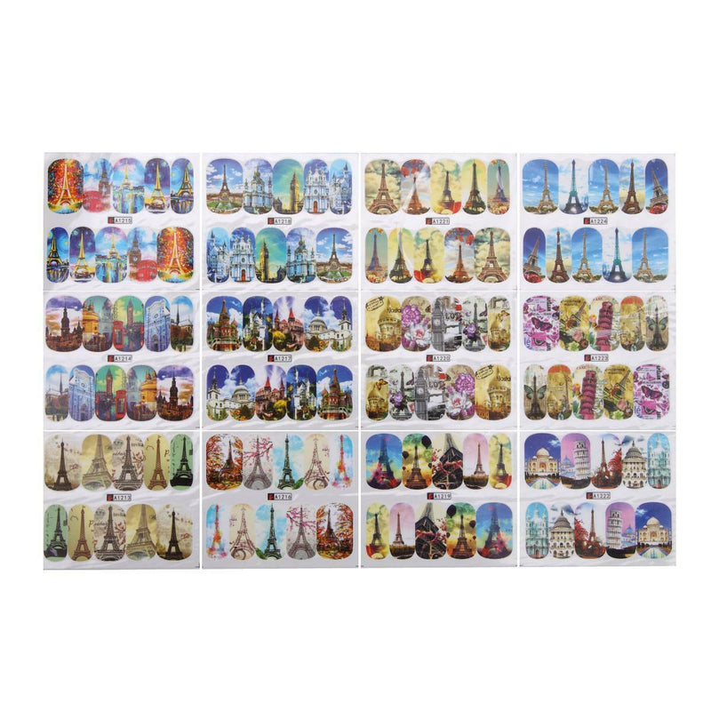 12Patterns Water Decals Nail Art Transfer Stickers Big Sheet Manicure Decor