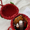 Cute Strawberry Shape Hand-Knitted Shoulder Bag Messenger Bag Fruit Bag Pas