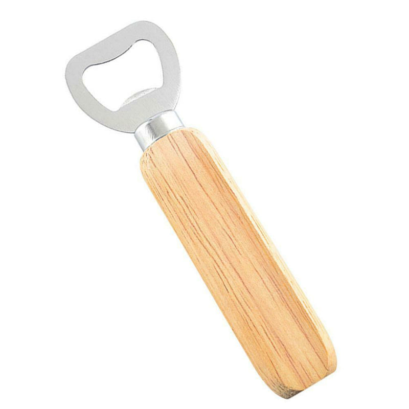 Stainless Steel Bottle Opener Wood Handle Drink Beer Cap Lid Kitchen Launcher