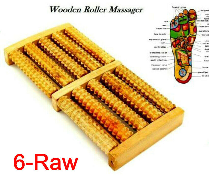 Dual Wood Foot Roller Wood Massage Reflexology Relax-Stress-Relieve-Acupressure