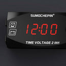 12V 2-in-1 Voltmeter For Motorcycle Electric Vehicle Clock Digital Displa SNF