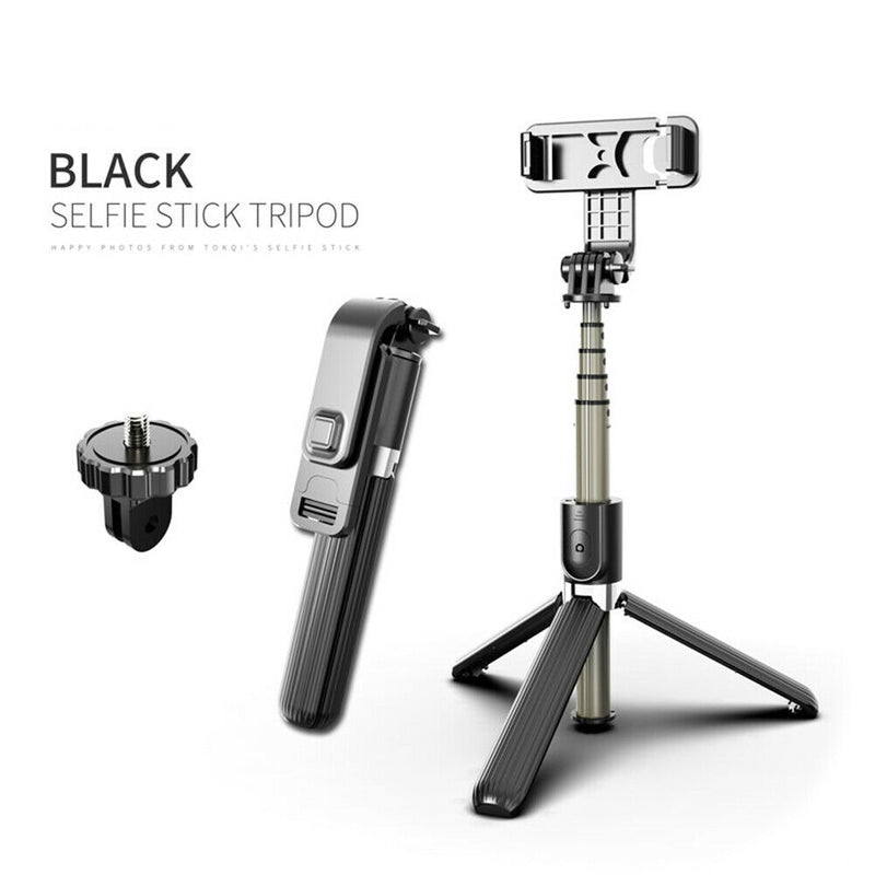 L03 Foldable Remote Shutter Bluetooth Phone Selfie Stick Tripod (Black) A