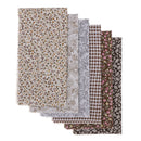 6pcs/set Brown Series Floral Cotton Fabric Patchwork Cloth For Sewing Crafts