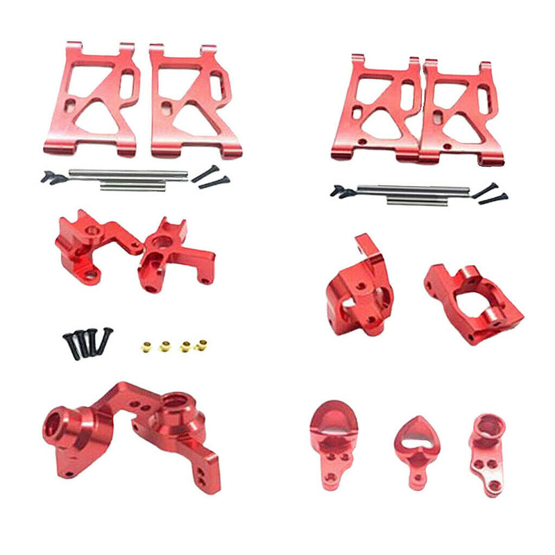 6 Pieces 1:14 RC Car Truck Parts Steering Hub Kit Fits WLtoys 144001 Car Red