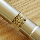 Kitchen Manual Salt Pepper Mill Thumb Push Stainless Steel Spice Grain Port