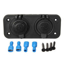 12V Dual USB Outlet Car ATV Charger Cigarette Lighter Socket Voltmeter Panel