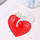 Cat Love Heart Enamel Pins Badge Clothes Lapel Brooch Women Jewelry (White)