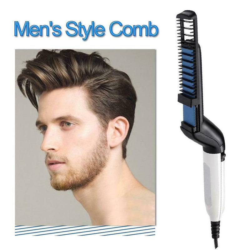 Upgraded Men's Styling Comb Electric Straightener Hair Curler Massage Comb