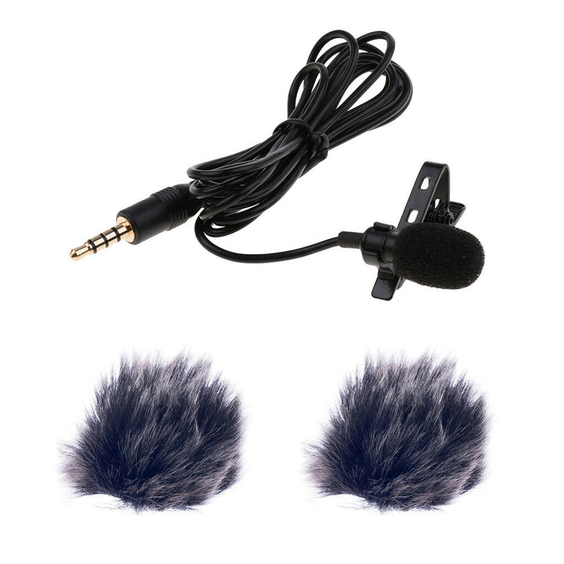 1 Set 3.5mm Plug Mini Microphone + Fur Cover Windshield for Speech Meeting