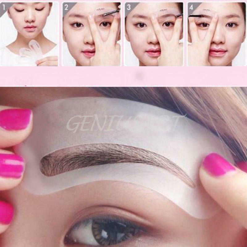 New 24 Styles Eyebrow Grooming Stencil Kit Template Make Up Shaping Beaut NIC