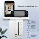 Multi Plugs Socket Wall Shelf 8 Port Surge Protector USB Extenders 2 Outlet E5X5