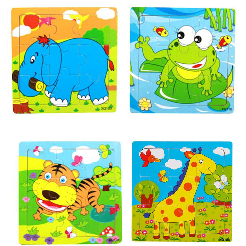 1pc Cartoon Animal IQ Development Puzzles Wooden Kids Early Education