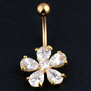 zircon Navel Barbell Body Flower Belly Button Ring Body Jewelry