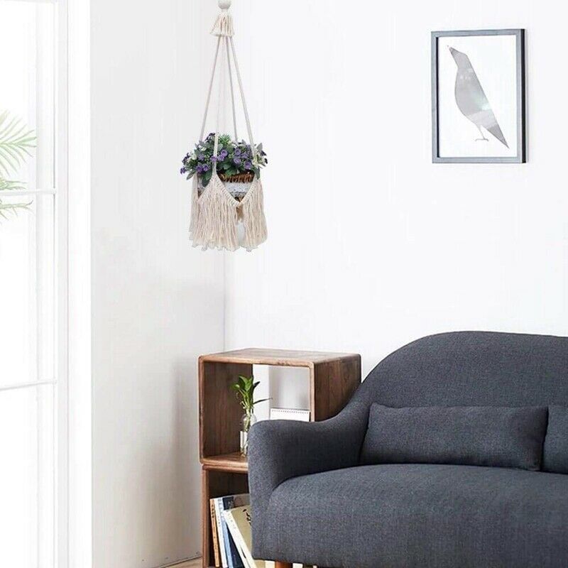 Plant Hanger 100% Handmade Cotton Rope Plant Basket Holder for Pots/Fish Ta