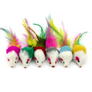 2PCS Cute Pet Cat Toys Faux Furry Mouse With Feather Tail Kitten Catching Toys