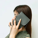 Touch Screen Phone Purse Women PU Shoulder Chain Mini Pouch (Dark Grey)