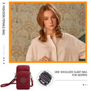 Women Nylon Messenger Bag Arm Pack Sports Mobile Phone Pouch (Wine Red)