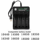 4-Slots Battery Charger Smart Charging For 18650 USB Rechargeable Li-Ion Battery