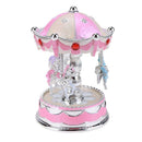 Romantic Crown Music Box Emit Clockwork Carousel Kid Birthday Gift(Pink) A