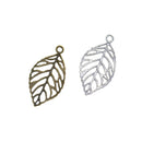 30Pcs 48mm Assorted Hollow Leaf Charmdants Connector DIY Jewelry Making