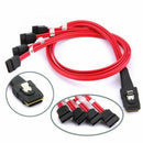 Mini SAS To 4 SATA Red Cable Adapter Multi-Lane Forward Breakout Hard Disk 50cm